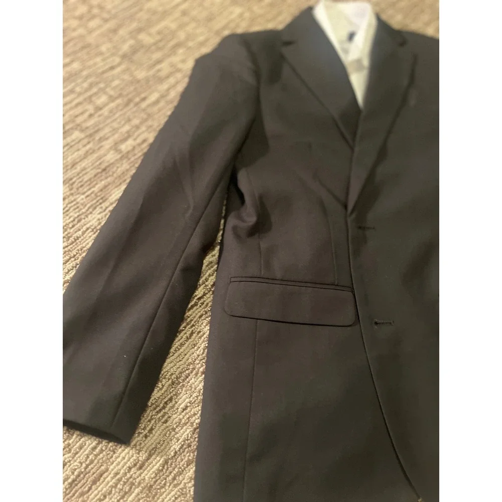 Boys Black Suit Jacket Blazer and White Dress Shirt Set Formal. Size 10
